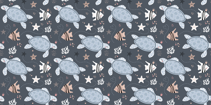 Alfombra vinílica animales tortugas y peces bajo el mar - TenVinilo