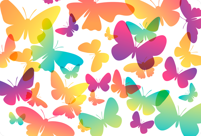 Alfombra vinílica animales mariposas degradadas - TenVinilo