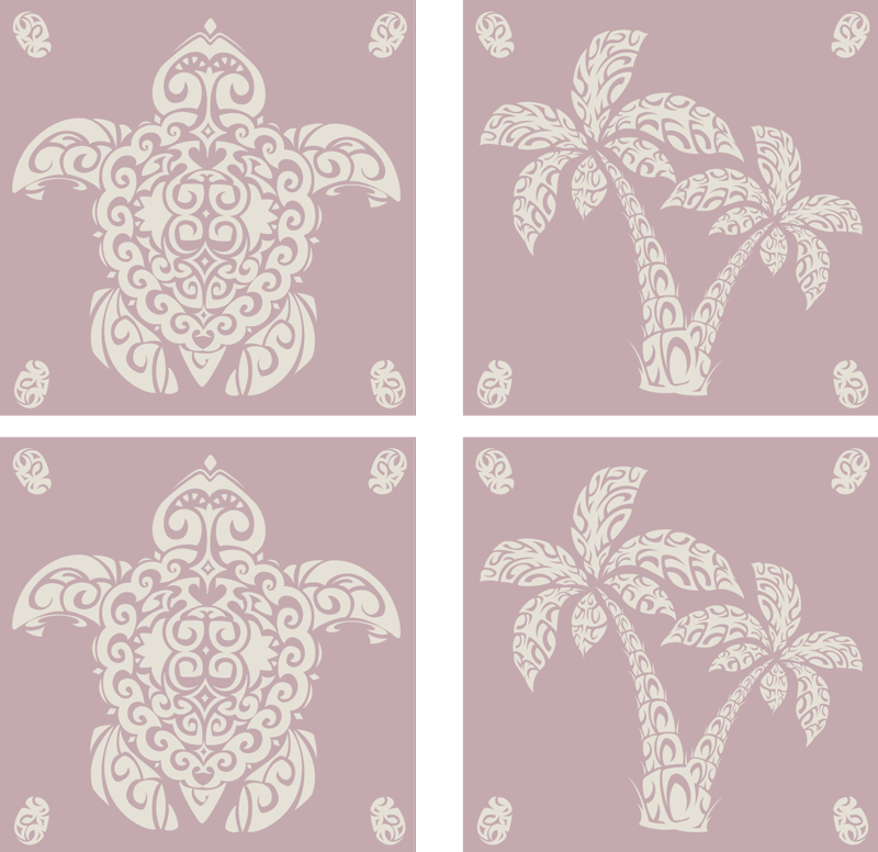 Alfombra vinílica animales diseño de tortuga y palmera - TenVinilo