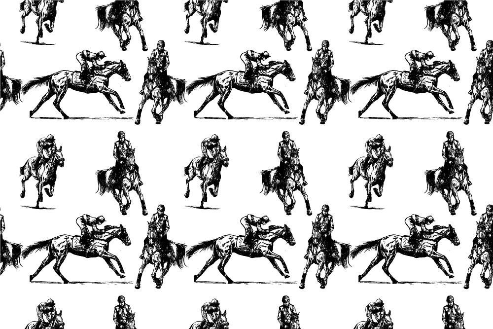 Alfombra vinílica animales patrón caballo blanco y negro - TenVinilo