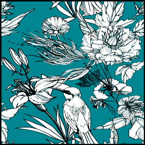 Alfombra vinílica animales patrón elegante aves blancas - TenVinilo