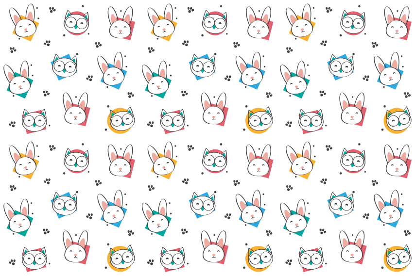 Alfombra vinílica animales patrón búho conejo - TenVinilo