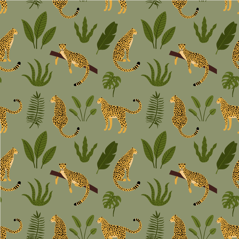 Alfombra vinílica animales diseño leopardo jungla floral - TenVinilo