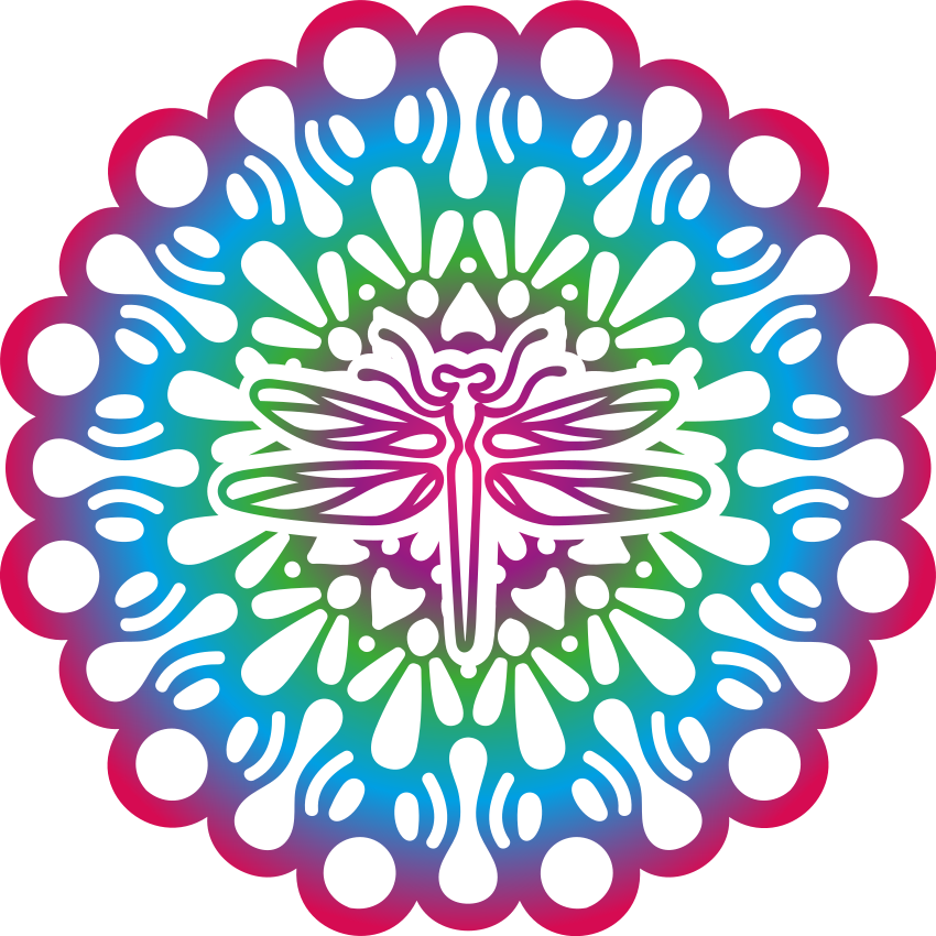 Alfombra vinílica animales mandala de libélula colorida - TenVinilo
