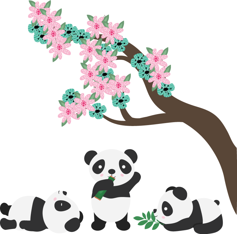 Alfombra vinílica animales clan de pandas fantásticos - TenVinilo