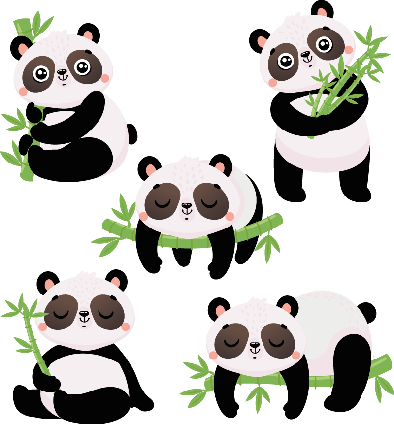 Alfombra vinílica animales ilustraciones de pandas adorables - TenVinilo