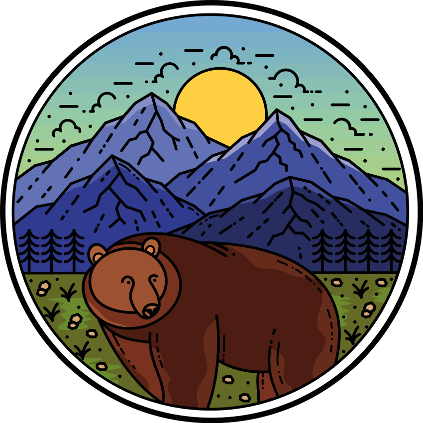 Alfombra vinílica animales oso en paisaje - TenVinilo