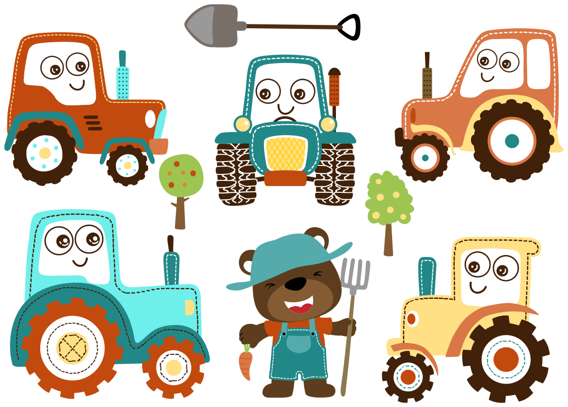 Alfombra vinílica animales personajes de tractor adorables - TenVinilo