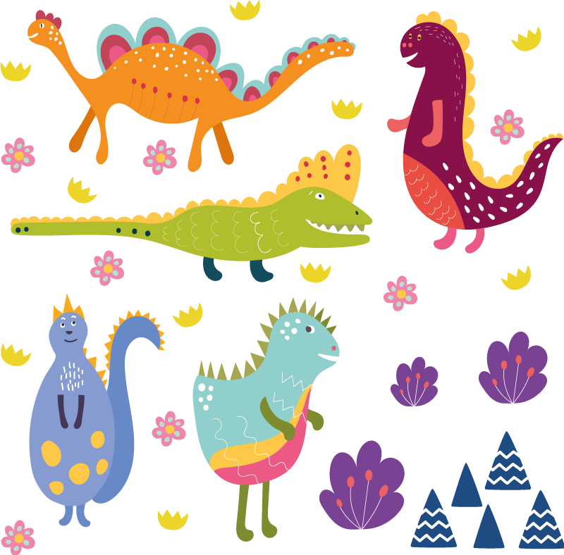 Alfombra vinílica animales personajes dinosaurios coloridos - TenVinilo