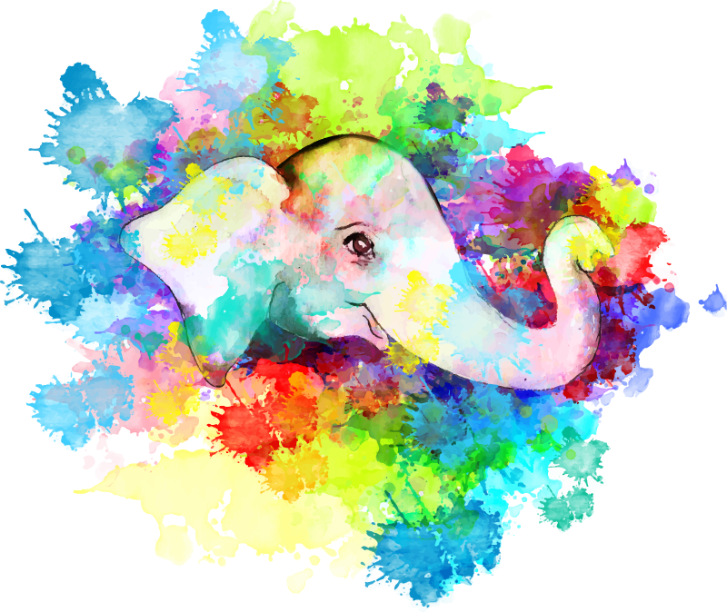 Alfombra vinílica animales elefante colorido splash - TenVinilo