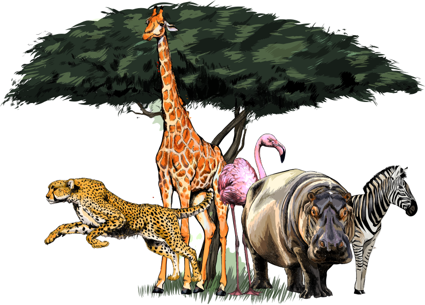 Alfombra vinílica animales safari de la familia jirafa - TenVinilo