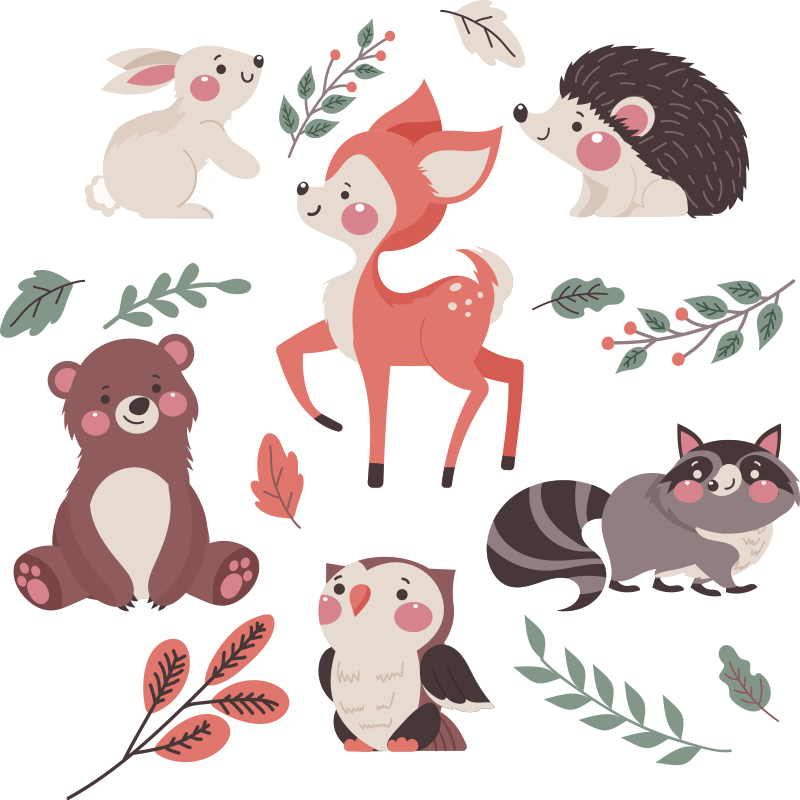 Alfombra vinílica animales bosque de otoño - TenVinilo