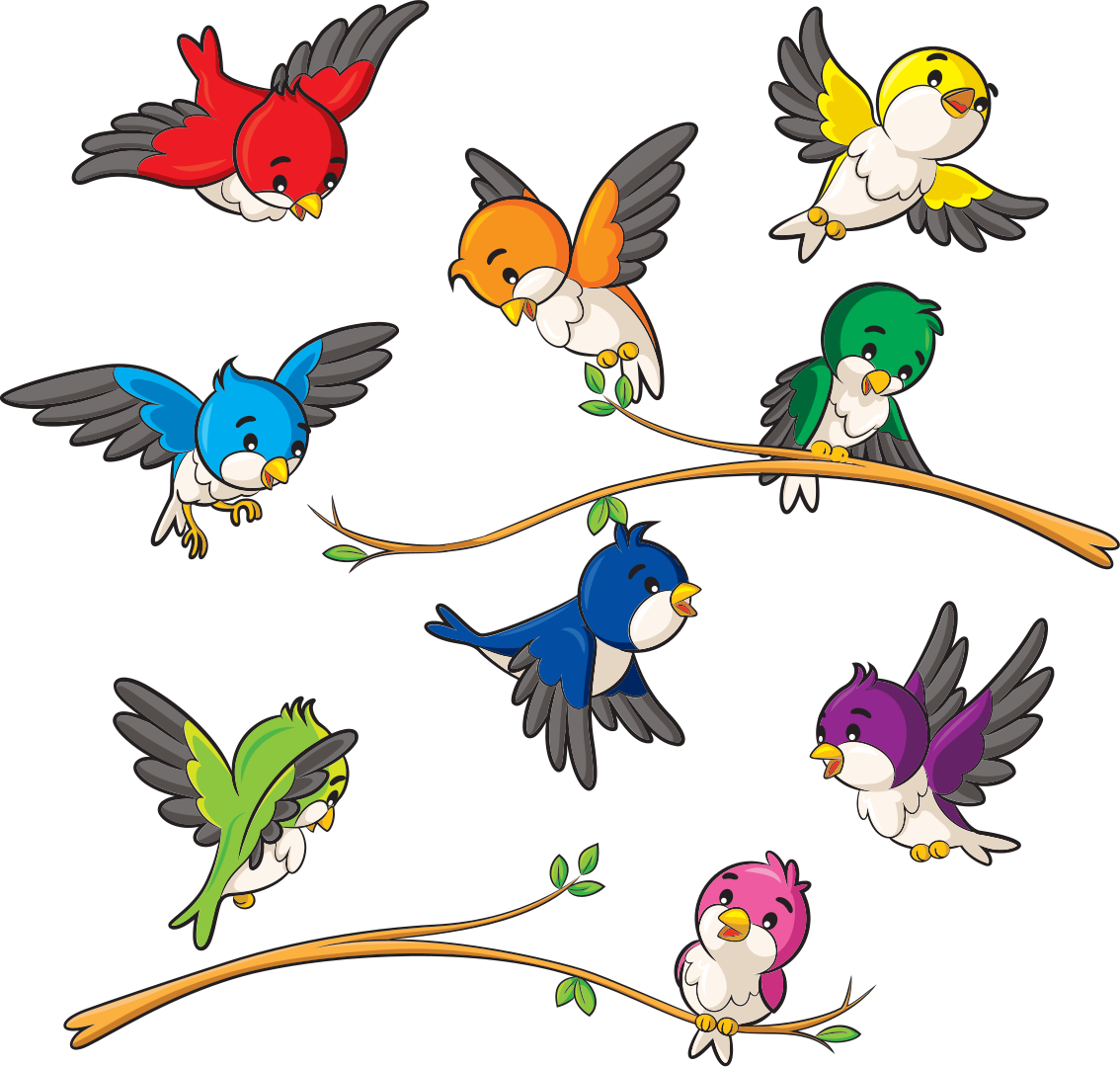 Alfombra vinílica animales pájaros coloridos - TenVinilo