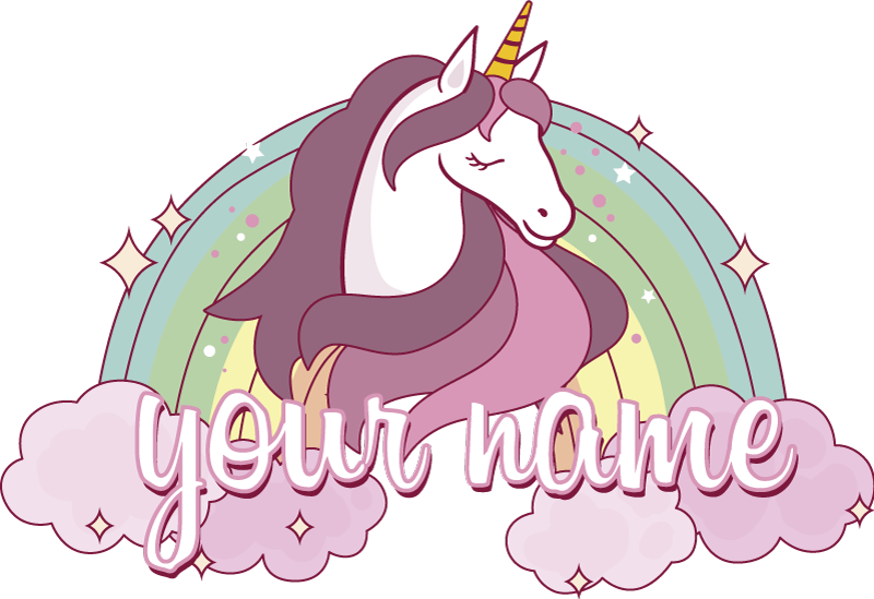 Alfombra vinílica animales unicornio rosa con nombre - TenVinilo