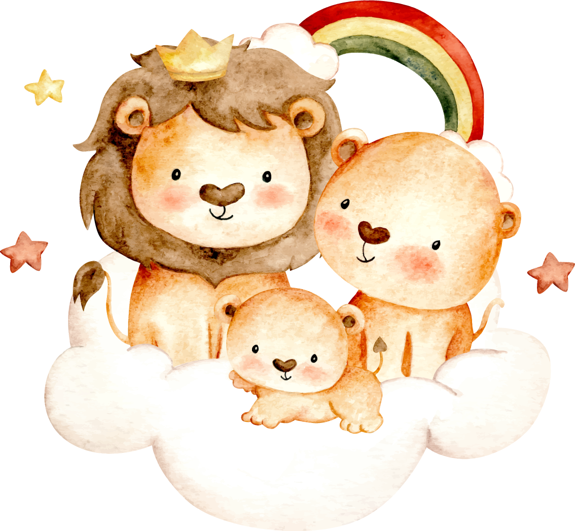 Alfombra vinílica animales bebés con estrellas y nubes - TenVinilo