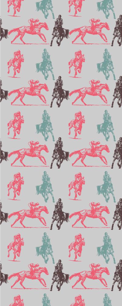Alfombra vinílica animales diseño de caballos sobre gris - TenVinilo