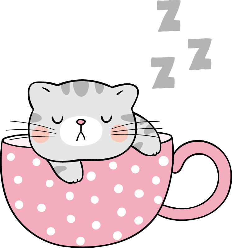 Alfombra vinílica animales taza gato durmiendo - TenVinilo