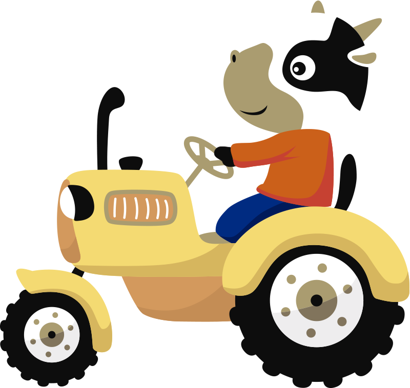 Alfombra vinílica animales vaca en tractor - TenVinilo