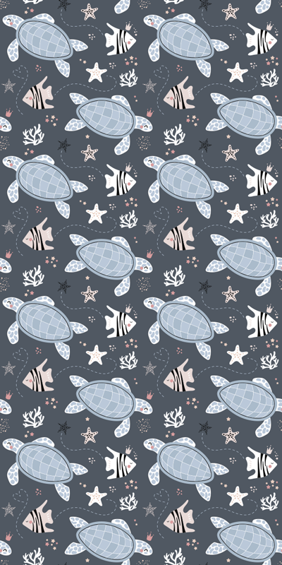 Alfombra vinílica animales tortugas y peces bajo el mar - TenVinilo