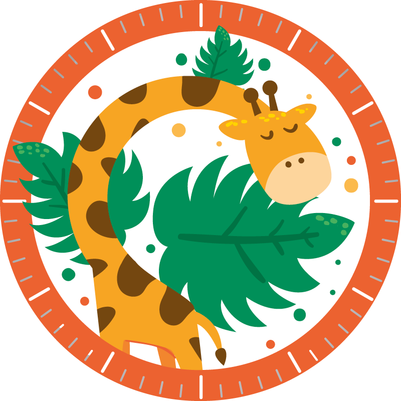 Alfombra vinílica animales reloj infantil jirafa - TenVinilo