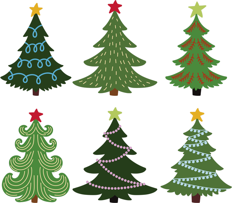 Alfombra vinílica navidad set de árboles coloridos - TenVinilo