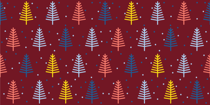 Alfombra vinílica navidad patrón de pinos coloridos - TenVinilo