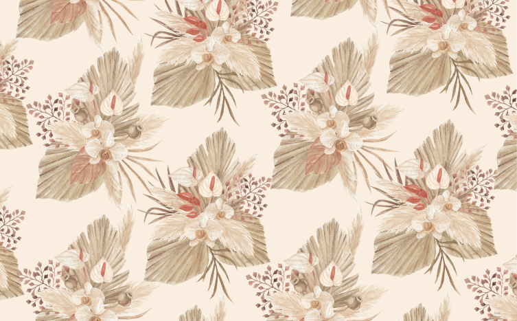 Alfombra vinílica flores flores secas beige - TenVinilo