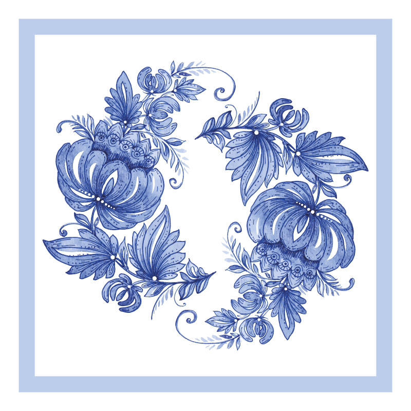 Alfombra vinílica flores diseño azul floral - TenVinilo