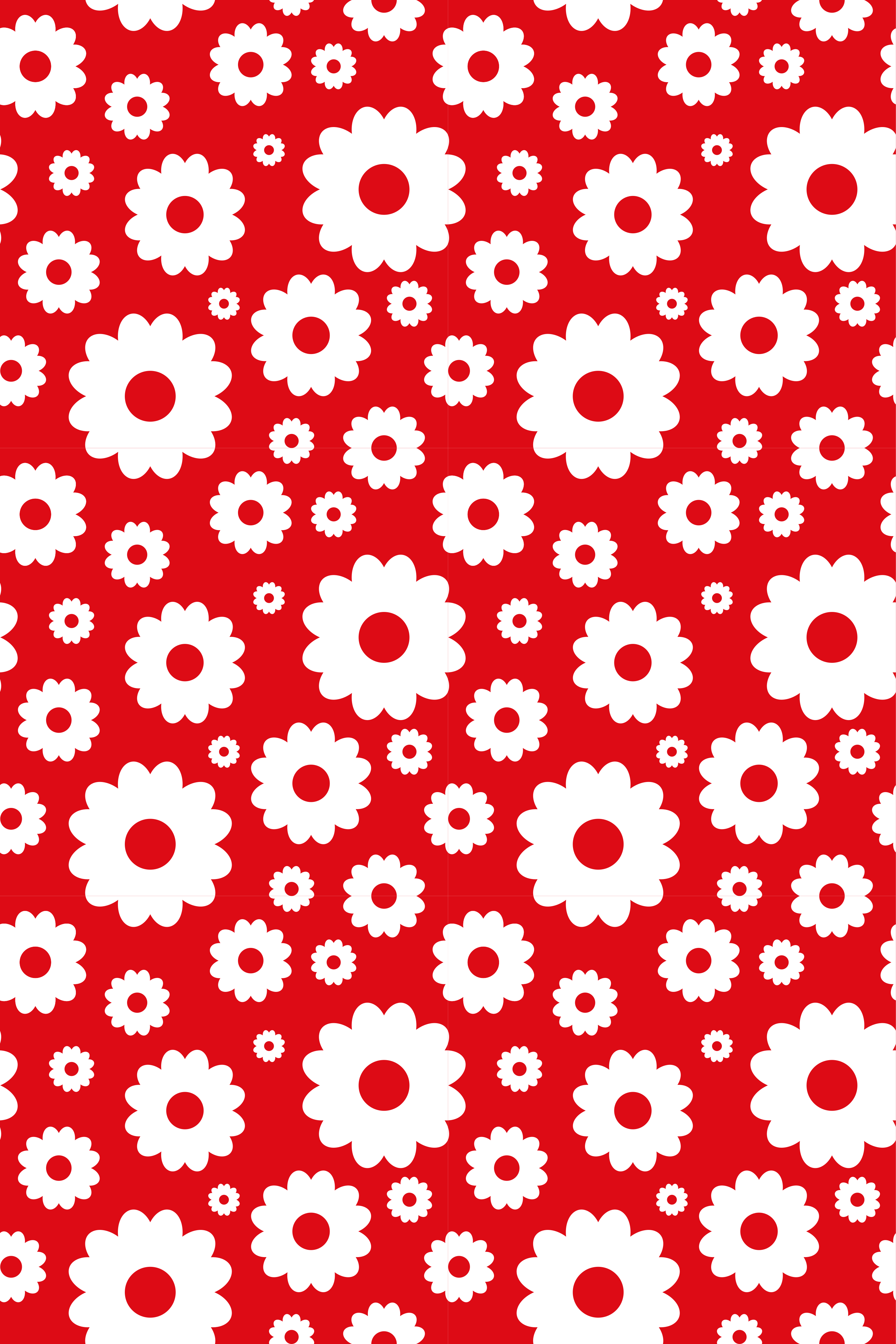 Alfombra vinílica flores margaritas rojas y blancas - TenVinilo