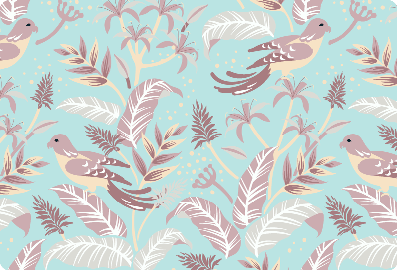 Alfombra vinílica flores patrón floral azul y rosa - TenVinilo