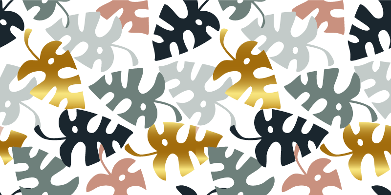 Alfombra vinílica flores hojas doradas y multicolor - TenVinilo