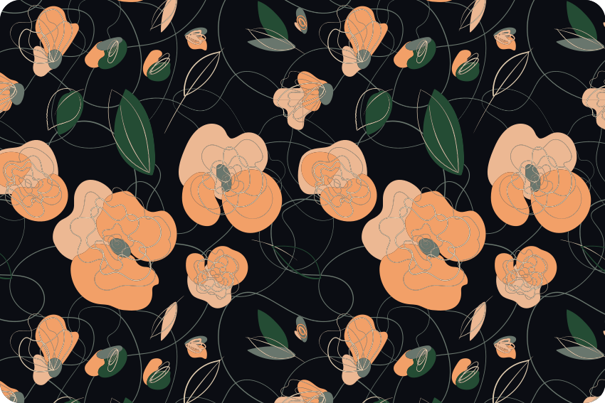 Alfombra vinílica flores fauna y flora oscura - TenVinilo