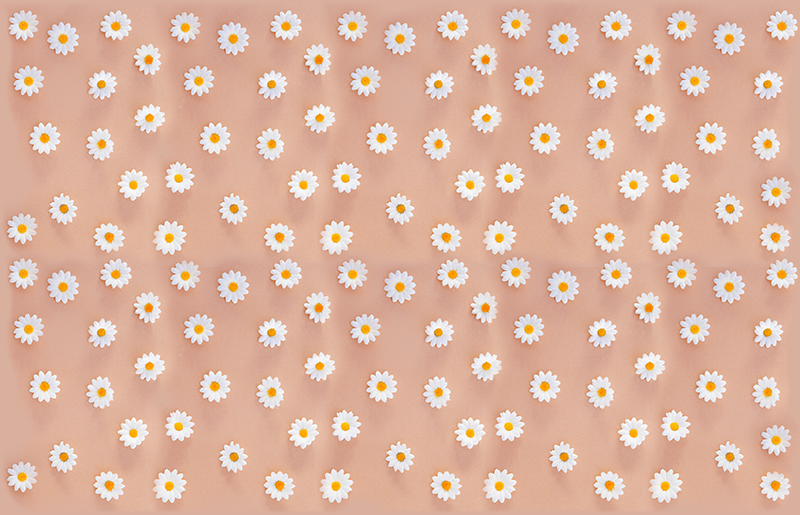 Alfombra vinílica flores patrón moderno de margaritas - TenVinilo