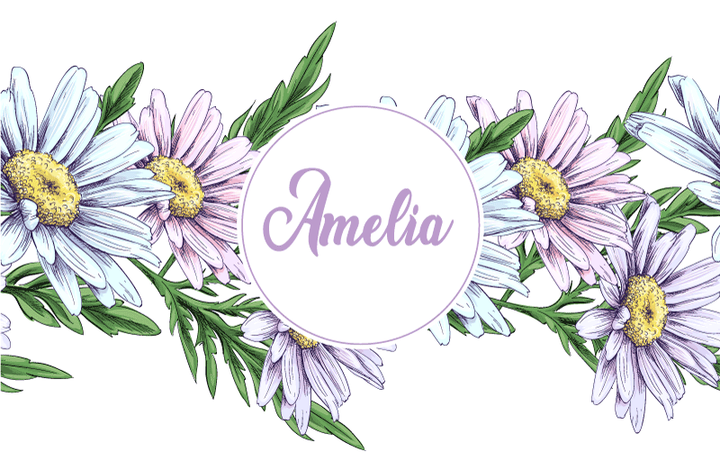 Alfombra vinílica flores diseño margarita con nombre - TenVinilo