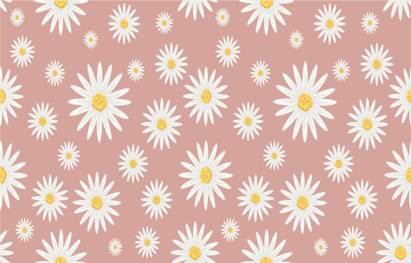 Alfombra vinílica flores patrón de margaritas rosa - TenVinilo