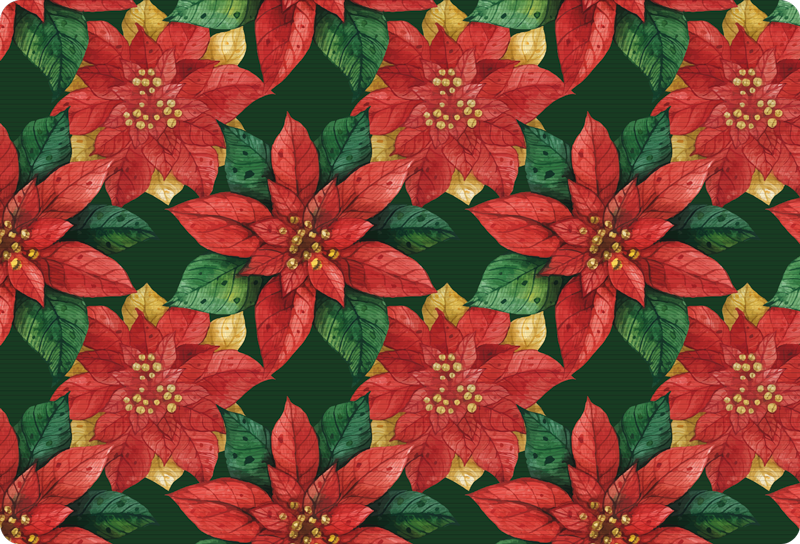 Alfombra vinílica flores diseño navideño rojo y verde - TenVinilo