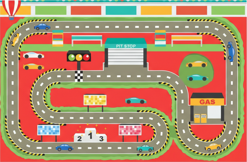 Alfombra vinílica carretera circuito de carreras colorido - TenVinilo