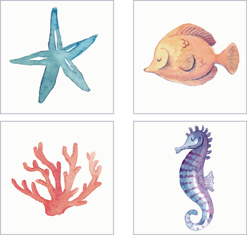 Alfombra vinílica baño animales marinos - TenVinilo