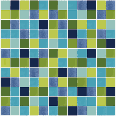 Alfombra vinílica baño azulejos azules y verdes - TenVinilo
