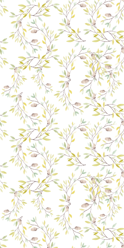 Alfombra vinílica flores diseño acuarela hojas verdes - TenVinilo