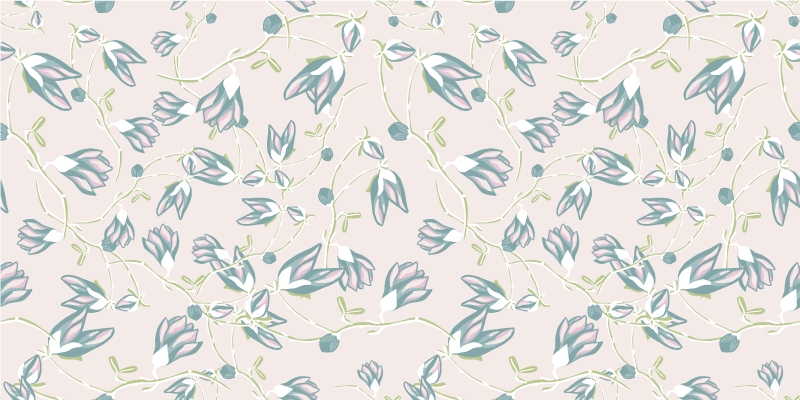 Alfombra vinílica flores patrón de hojas y flores - TenVinilo