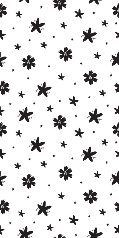 Alfombra vinílica flores estampado floral en blanco y negro - TenVinilo