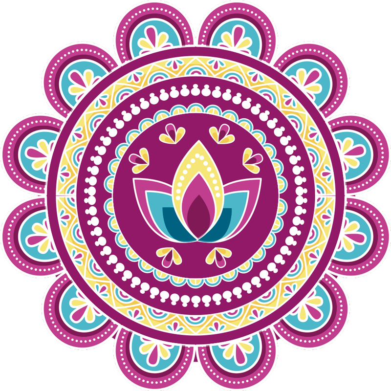 Alfombra vinílica flores mandala de loto colorido - TenVinilo