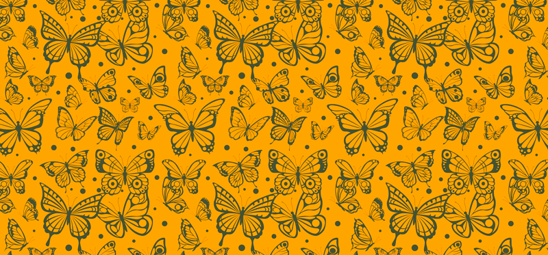 Alfombra vinílica flores fondo de plantas mariposa - TenVinilo