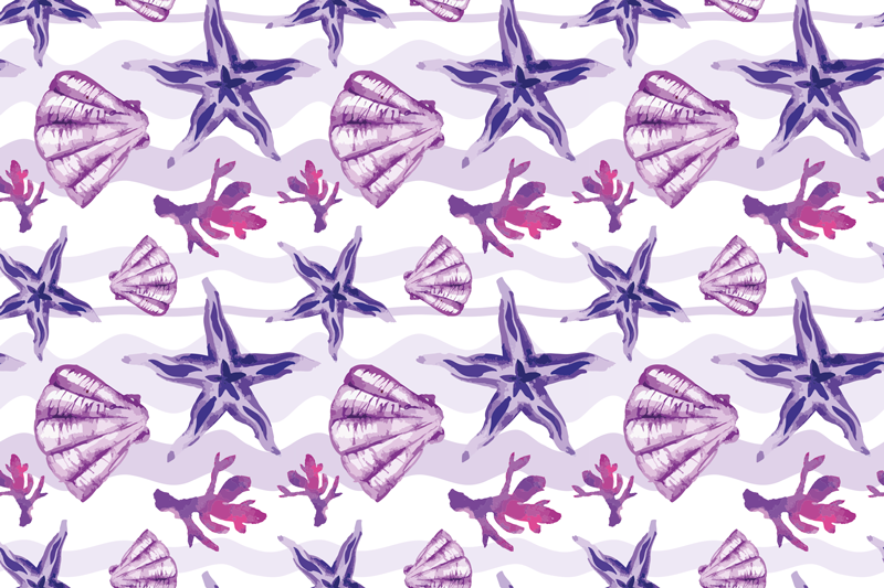 Alfombra vinílica flores patrón de conchas coralinas - TenVinilo