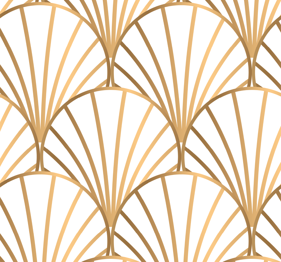 Alfombra vinílica dormitorio art déco blanco y dorado - TenVinilo