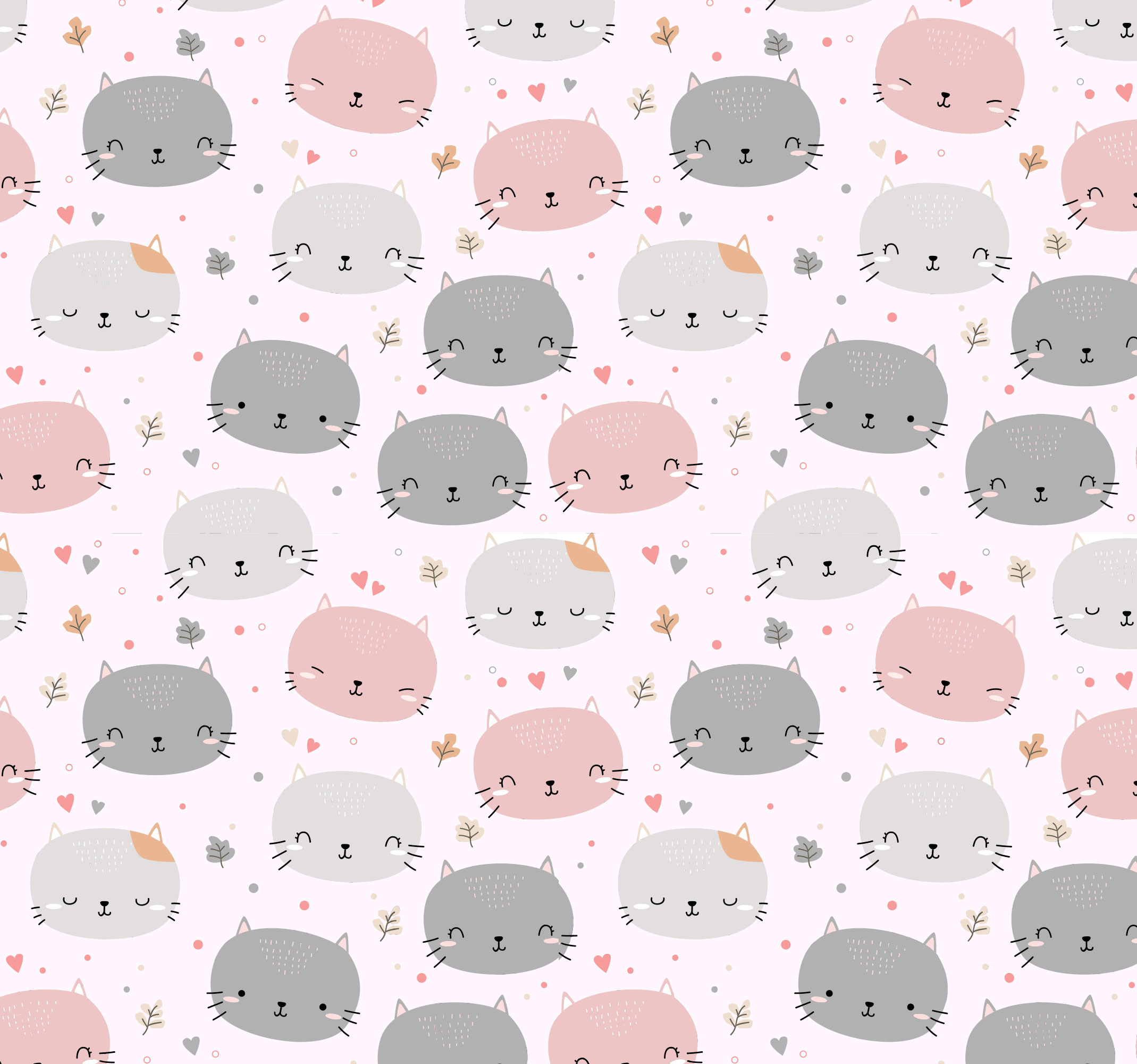 Alfombra vinílica dormitorio gatitos grises y rosas - TenVinilo
