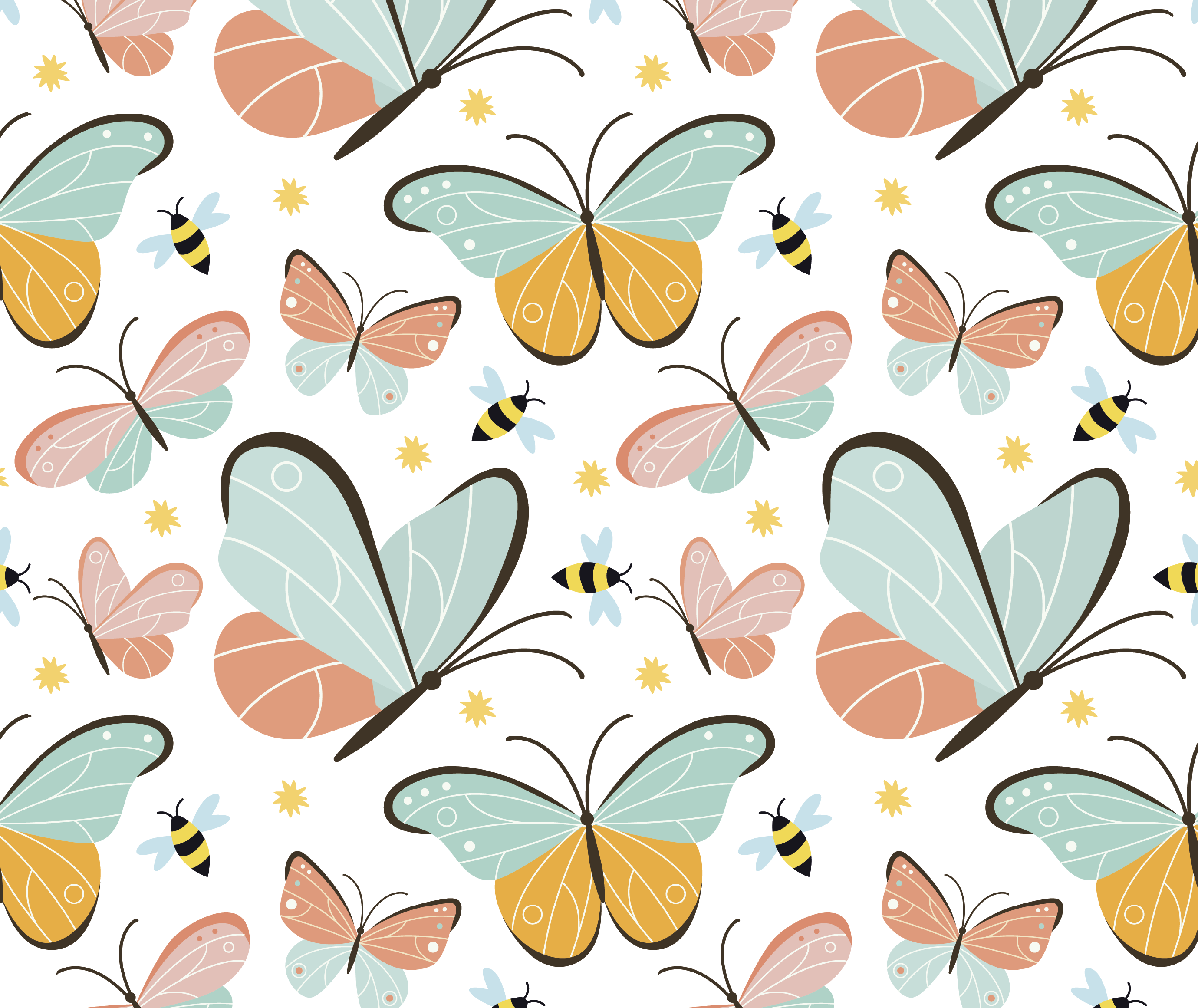 Alfombra vinílica dormitorio mariposas y abejas - TenVinilo