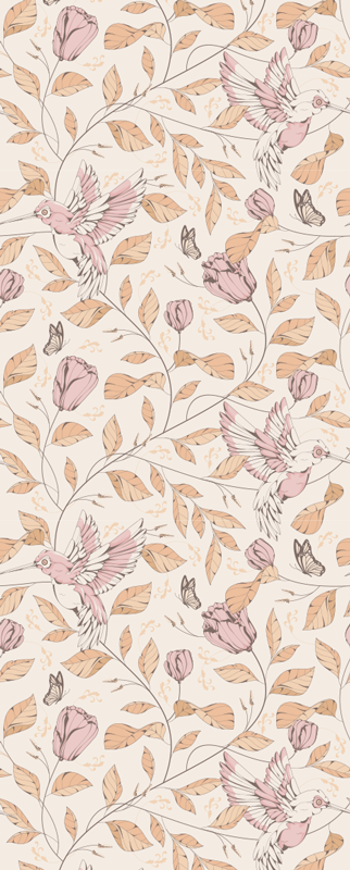 Alfombra vinílica dormitorio diseño tulipanes beige - TenVinilo