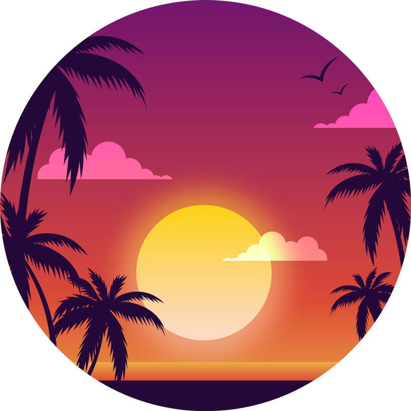 Alfombra vinílica naturaleza atardecer de los 70 - TenVinilo
